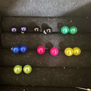 Pack of 7 colorful faux pearl earrings! Never used!